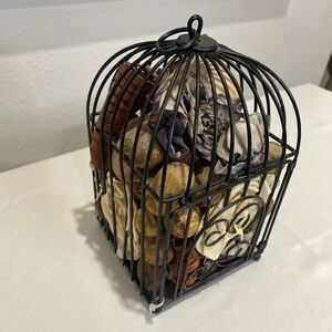 Decorative Black Wire Birdcage with Potpourri